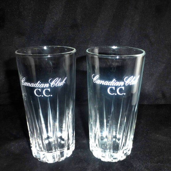 BR1 - 3 Crystal CANADIAN CLUB WHISKEY Glasses Glasses C.C Whiskey Barware - Picture 1 of 7